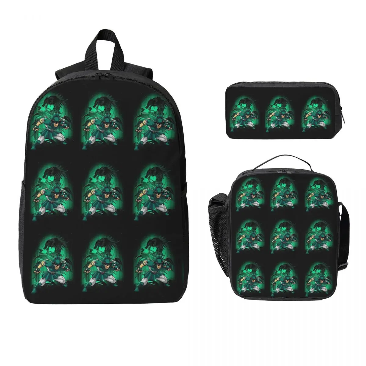 The Seiya Knights Merch Backpack Student Boys Girl BookBag School Bag Computer Shoulder Bags 3ps Insulated Lunch Bag Pencil Case