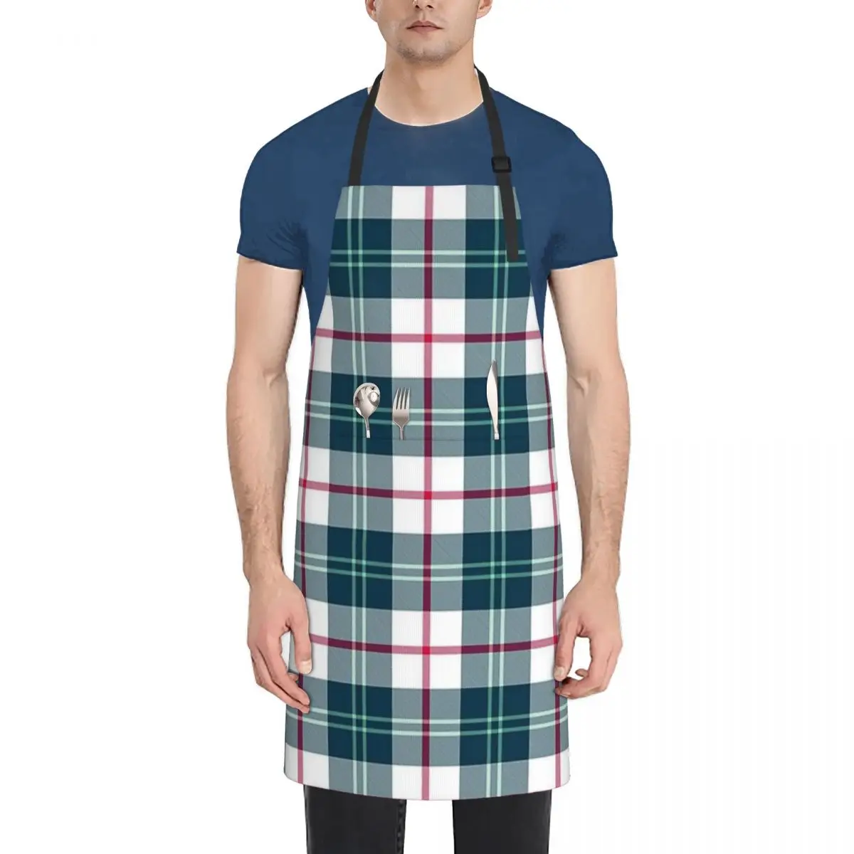 

SDUSA 2023 Portland Tartan Fashion Dacron Kitchen Aprons For Woman Men Chef Work