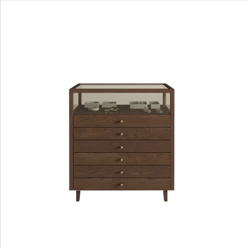 Retro display cabinet, display cabinet fashion cabinet, simple bucket cabinet, jewelry antique bronze collection store boutique