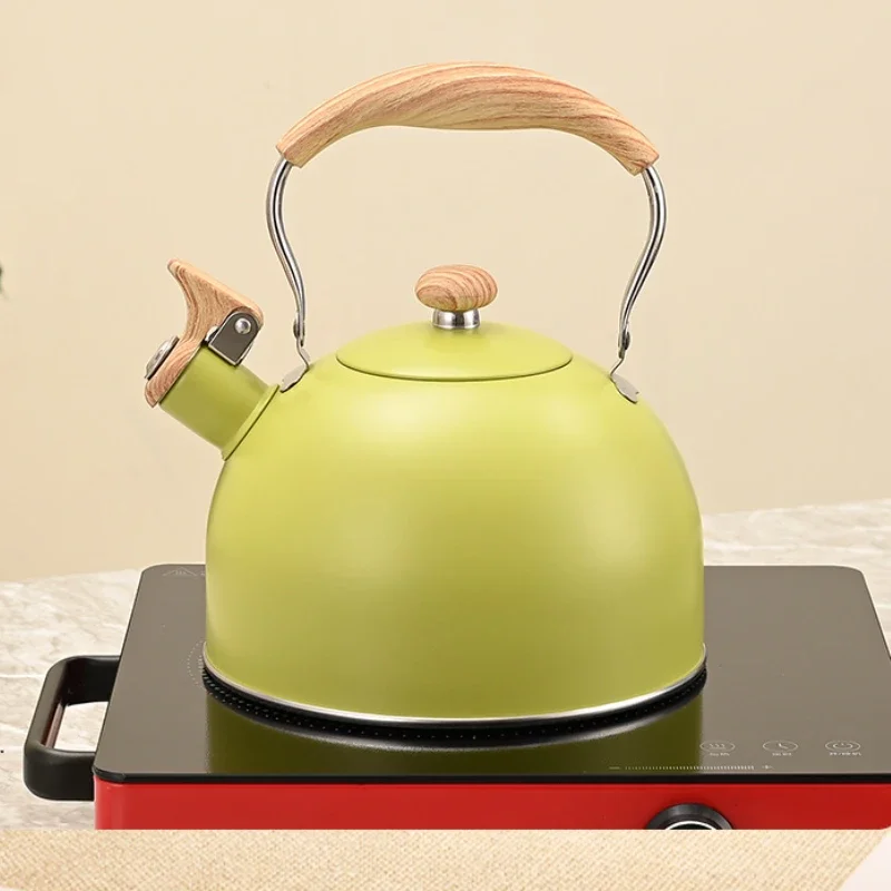 2.5L Stainless Steel Whistle Kettle for Boiling Water Chirping Camping Teapot Folding Handle Teapots to Boil Water Gas Stove