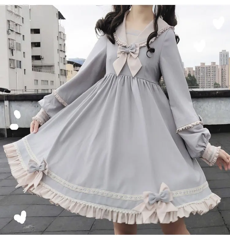 Palace prinzessin süße lolita kleid retro sailor kragen falbala hohe taille viktorianischen kleid kawaii mädchen gothic lolita op loli cos