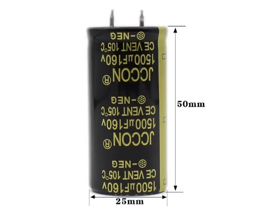 2PCS 160v1500UF 160V 1500UF Black Gold Audio Power Amplifier Welding Machine Power Supply Aluminum Electrolytic Capacitor 25x50M