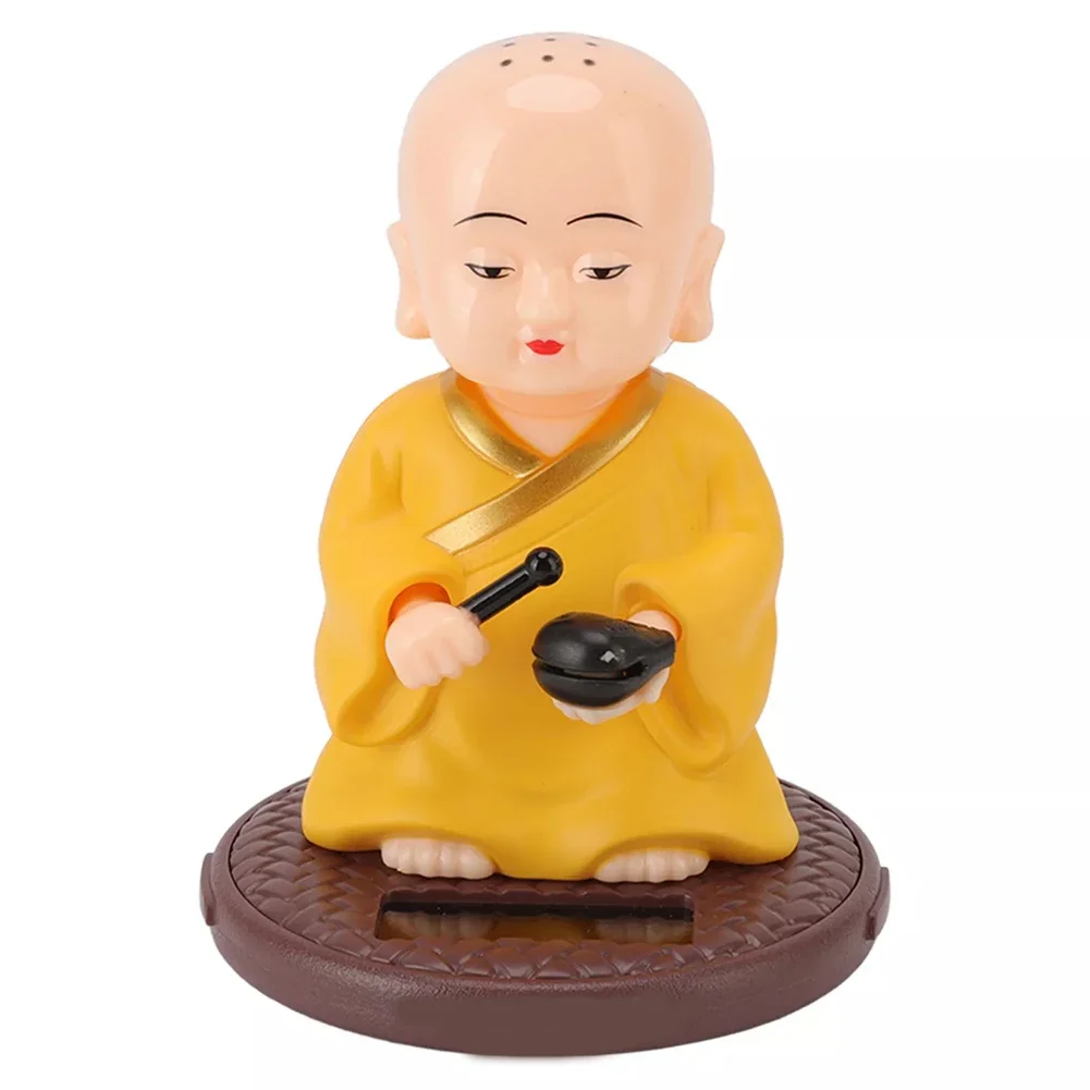 Cute Monk Car Ornament Solar Powered Waving Hands Monk Car Interior The Cute Monk Figurine Can Be Used As A Home Decoration