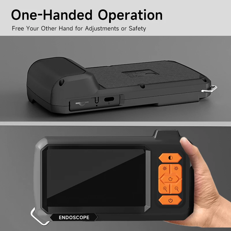 Kamera Inspeksi Endoskop Industri 4.3'' Layar Boreskop Lensa Tunggal/Ganda 1080P HD Desain Terpisah IP67 untuk Pipa, Mobil, Saluran Pembuangan