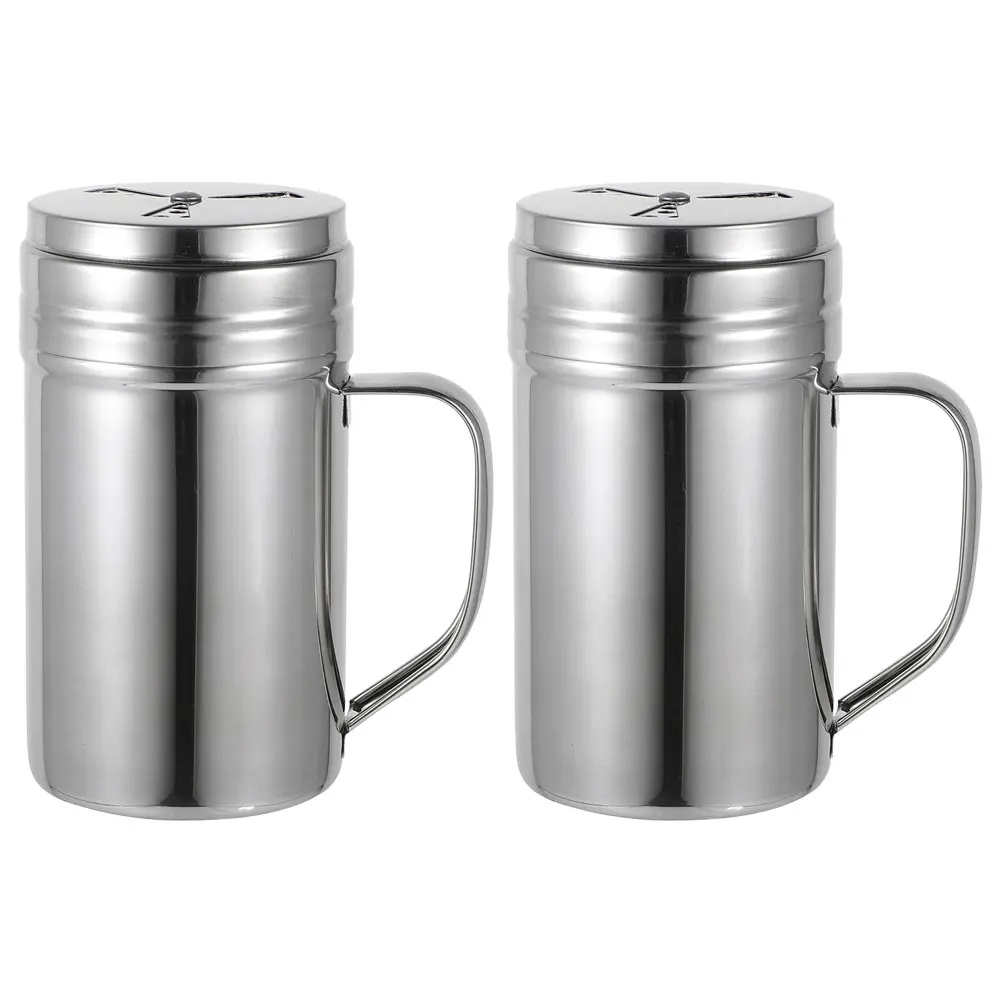 

2Pcs Stainless Seasoning Jar Salt Pepper Shaker Seasoning Bottles Reusable Easy Clean Kitchen Containers Sprinkle Bottles