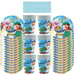 New Disney Lilo & Stitch Angel Birthday Party usa e getta tazza di carta piatto tovaglia paglia ragazzi ragazze Baby Shower decorazione