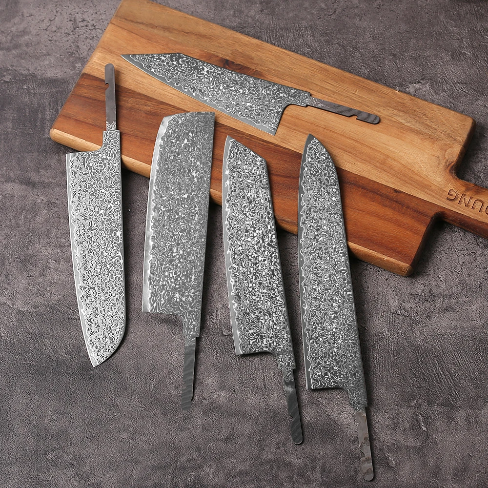 Japanese Hand Forged Chef Knives DIY Blank Blade Full Tang 67-Layer Damascus Steel Kitchen Knife Making Tools Handmade Knife