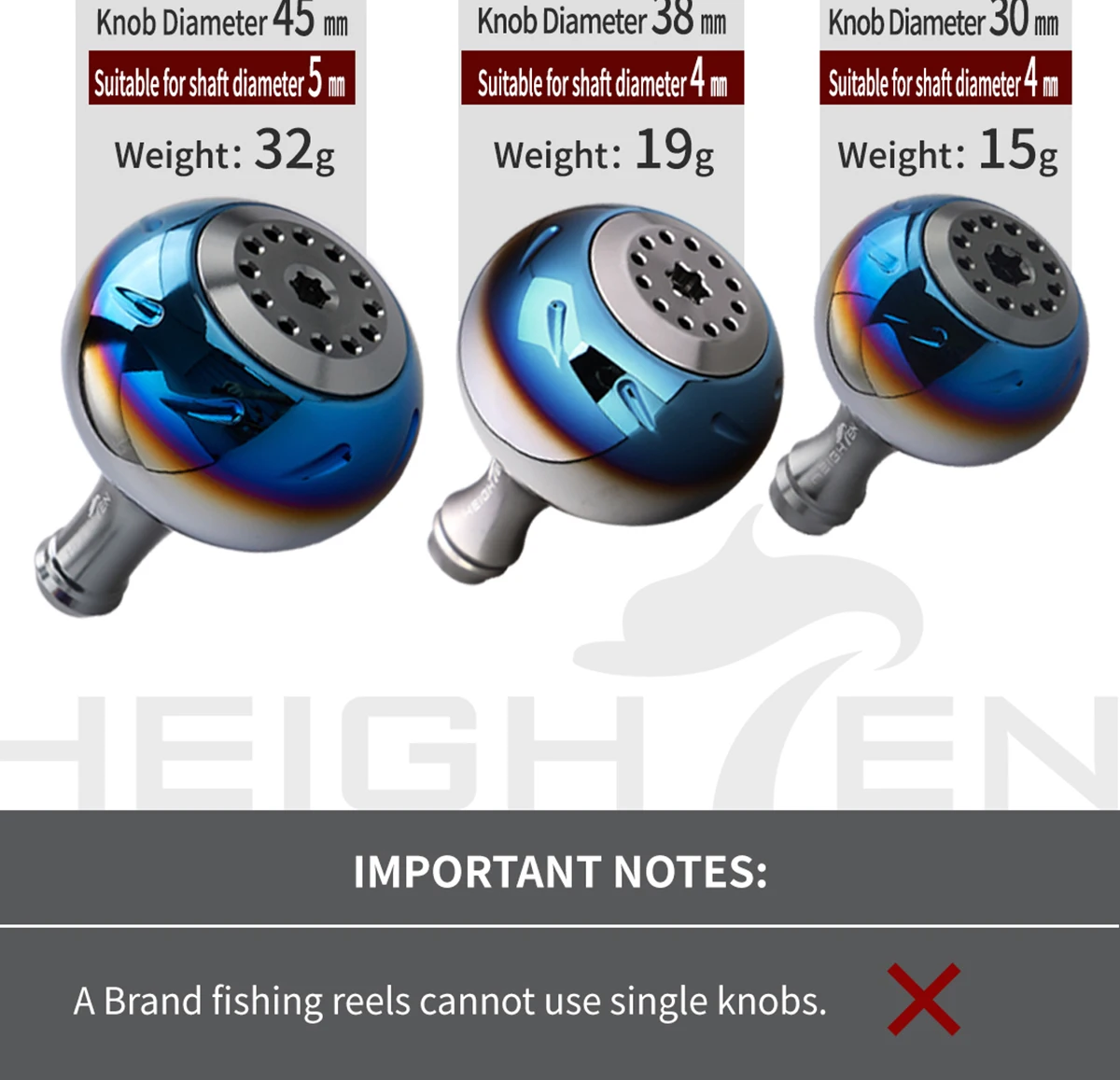 HEIGHTEN Power Handle Knob 30/38/45mm 32g für Shimano Stradic SW Twinpower SW Ultegra 5000-8000 Rollen – Detail 8