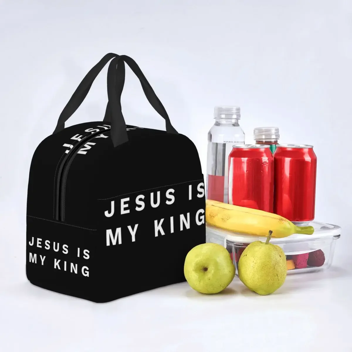 Jesus Is Mijn Koning Koeler Thermisch Geïsoleerde Lunchbox Vrouwen Katholiek Christelijk Geloof Hervatten Lunchtas Voor Werkschoolvoedselzakken