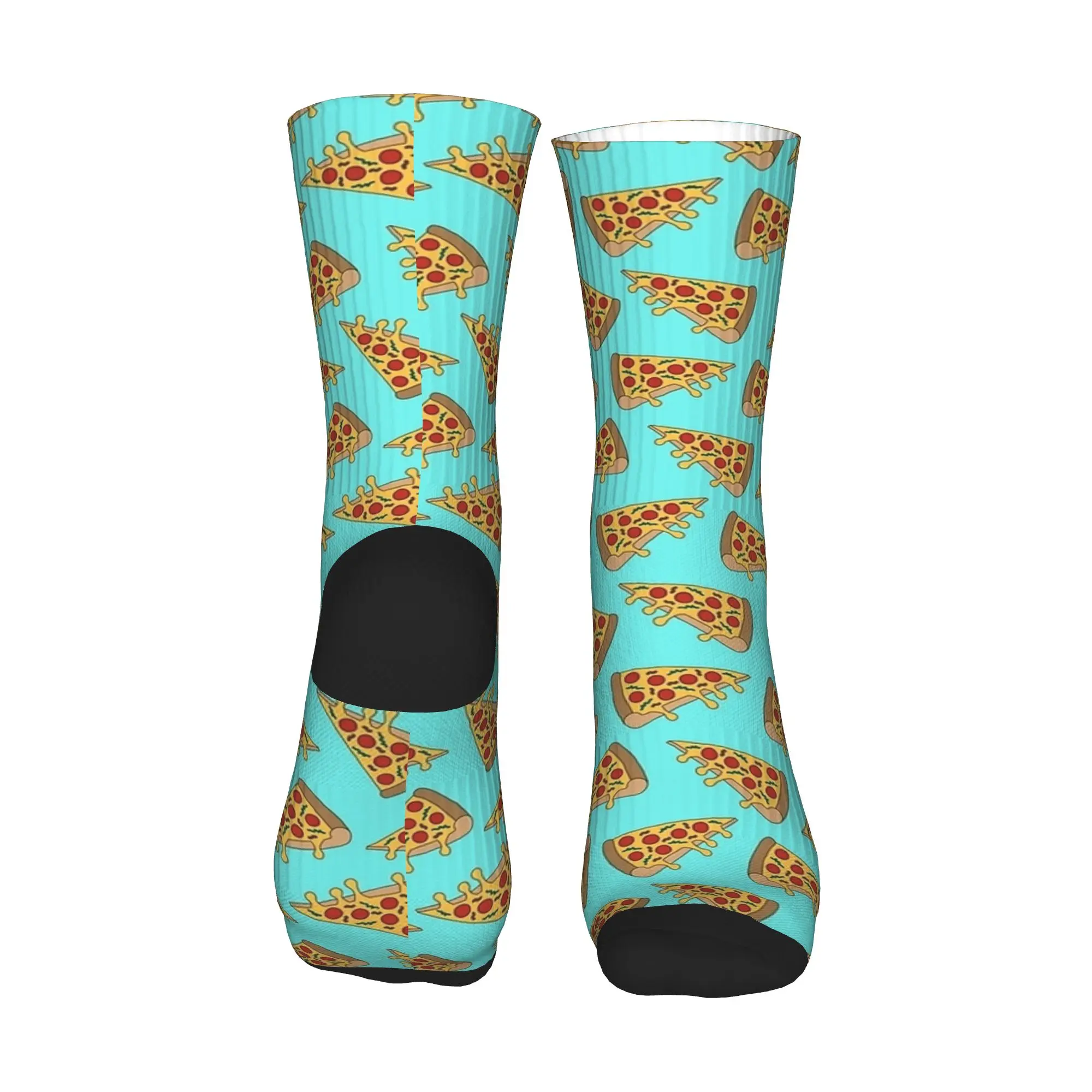 Nunca final pizza padrão meias azuis meias coreanas adultos homens meias macias outono esportes ao ar livre gráfico anti suor meias presente