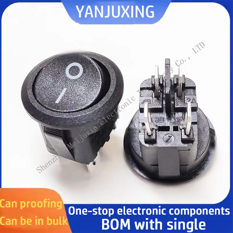 

1PCS/LOT MR-6A-210-C5N-BB 4-pin 2-speed black round boat switch with hole 20MM