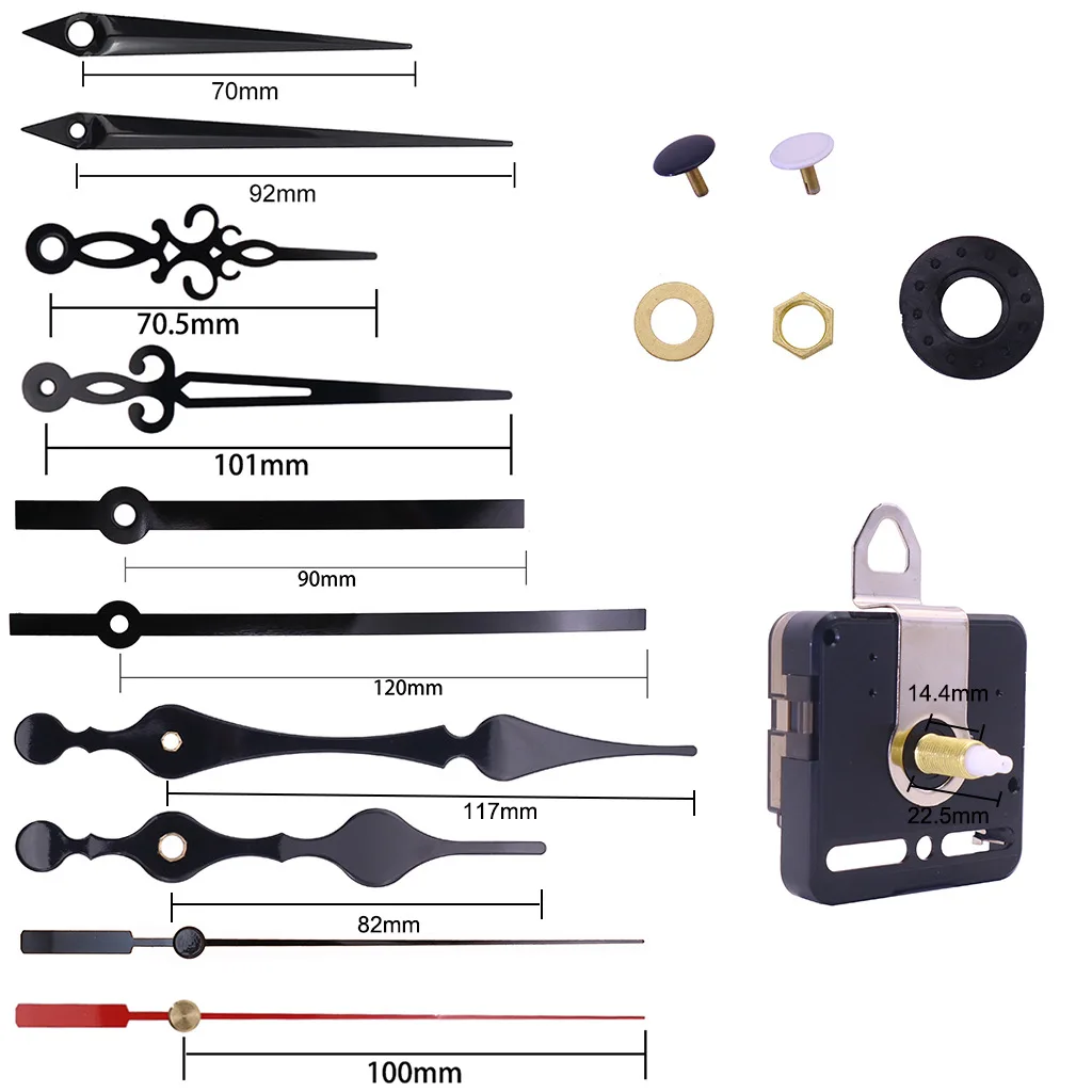 آلية حركة ساعة الحائط الكوارتز الصامتة التي يمكنك صنعها بنفسك مجموعة استبدال أجزاء إصلاح غير موقوتة مع 4 أزواج من الأيدي