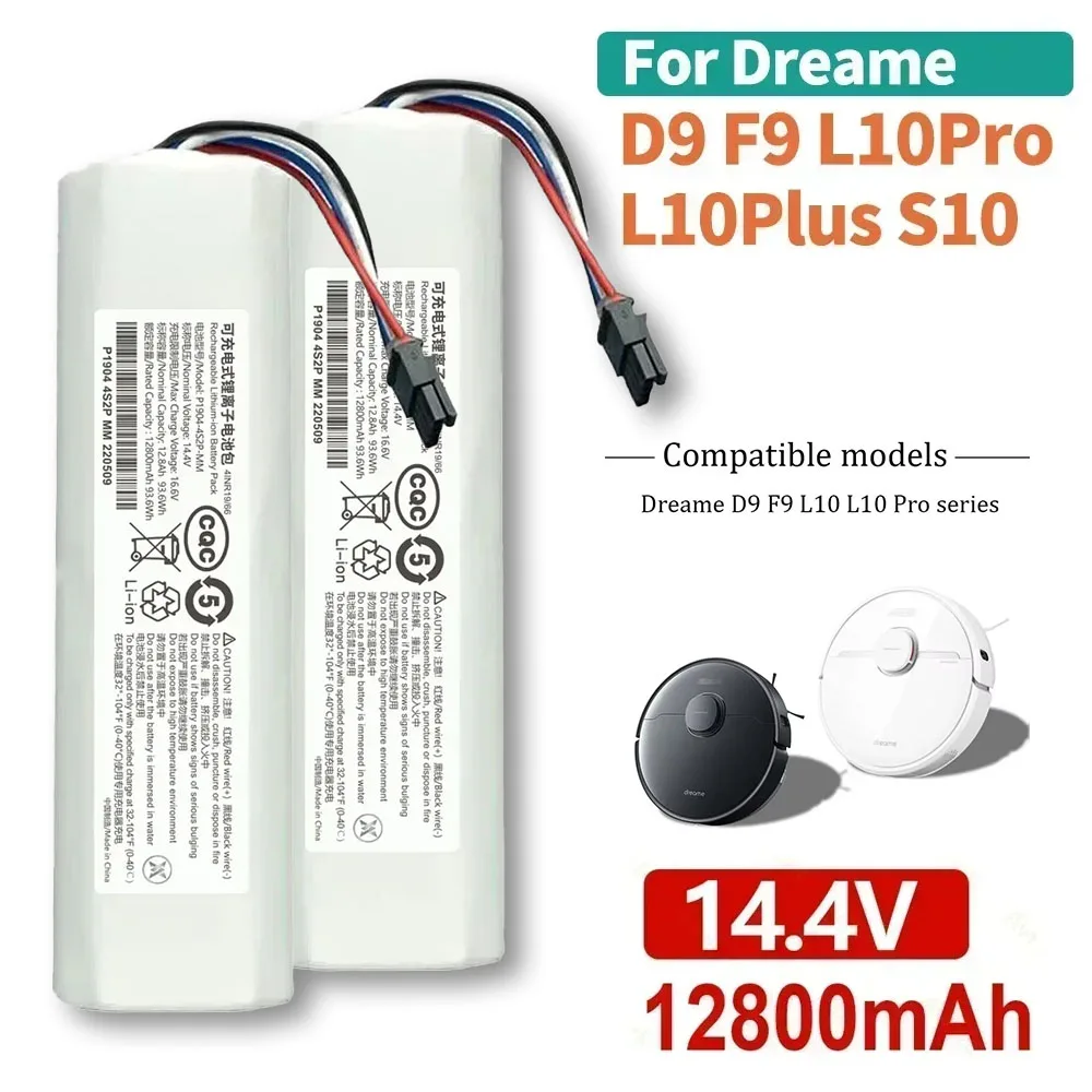 

Original 12800mAh Lithium-ion Battery Pack P2008-4S2P-MMBK For Dreame Robot Vacuum Mop Cleaner D9 F9 L10 L10 Pro 4INR19/66-2