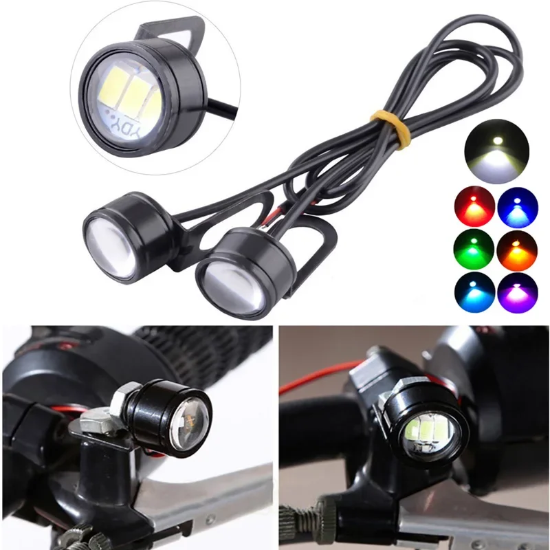 

2Pcs Motorbike Eagle Eye Flash LED Lights Modified 3 Beads 12V Brake Tail Light Waterproof Motorcycle Equipment Accessories