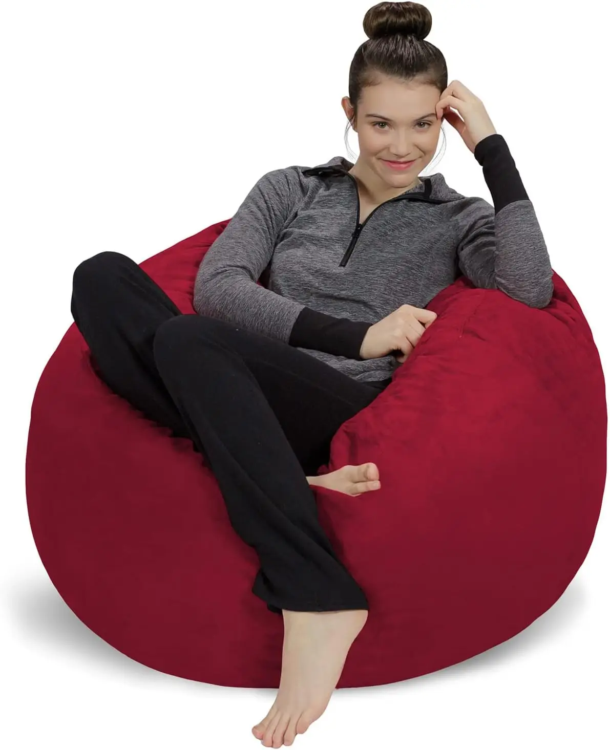 Bean Bag Chair - Plush, Ultra Soft - Memory Foam Bean Bag Chair with Microsuede Cover - Stuffed Foam Filled Furniture and Access
