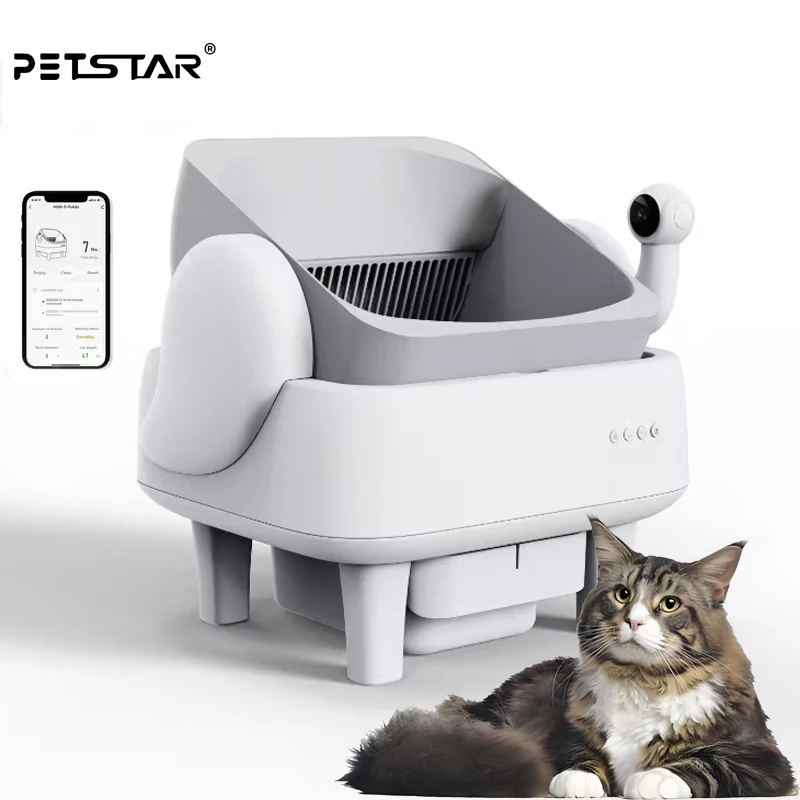 Open Self-cleaning Cat Litter Box Camera Connection, Automatic Sensing, Safe and Intelligent Cat Litter Box, Open Top Design