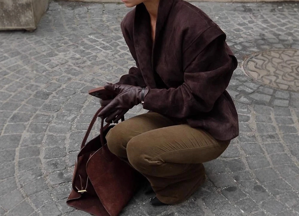 Elegant Temperament V-neck Solid Color Slim Fit Splicing Waist Solid Color Jacket Jacket 2025 New Model