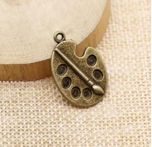 10pcs 28x19mm Alloy charms tibetan silver/ antiqued bronze  painbrush and palette shaped pendants HWEF3747