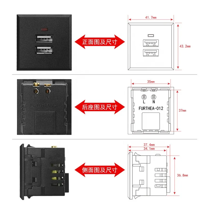 Card Type Ingebed Usb Opladen Power Adapter Desktop Stopcontact