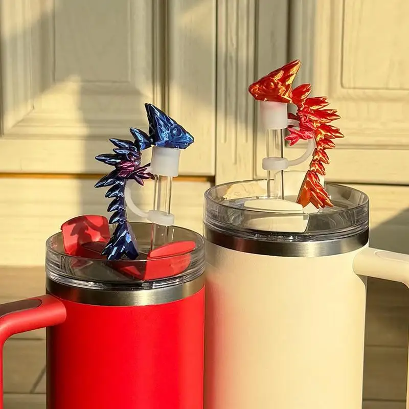 3D Dragon Straw Cover Dust-Proof Protector Topper Straw Plug for 30 & 40oz Water Cup Accessories Straw Caps Charm Pendant