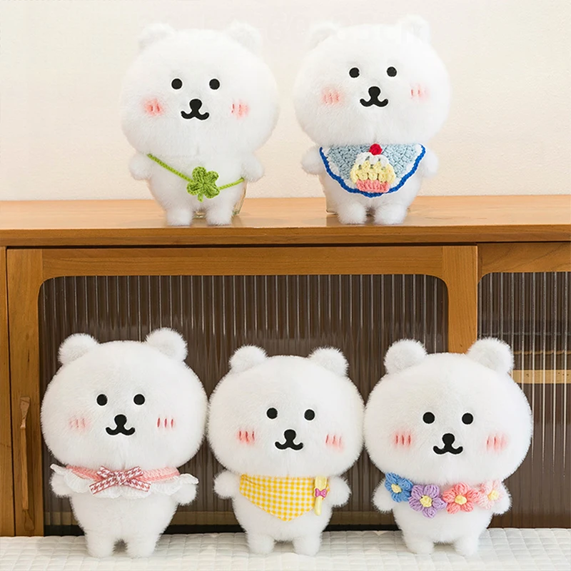 Kawaii Plush Toy Cute Filled Doll for Kids Birthday Xmas Gift Adorable 25cm Bear with Knit Scarf Cute Stuffed Animal High