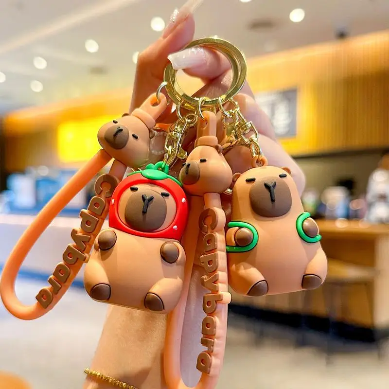 Capybara Figurine Cartoon Capybara Doll Toy Keychain Funny Capybara Animals Toy Cute Backpack Key Chain Pendant For Bag Car