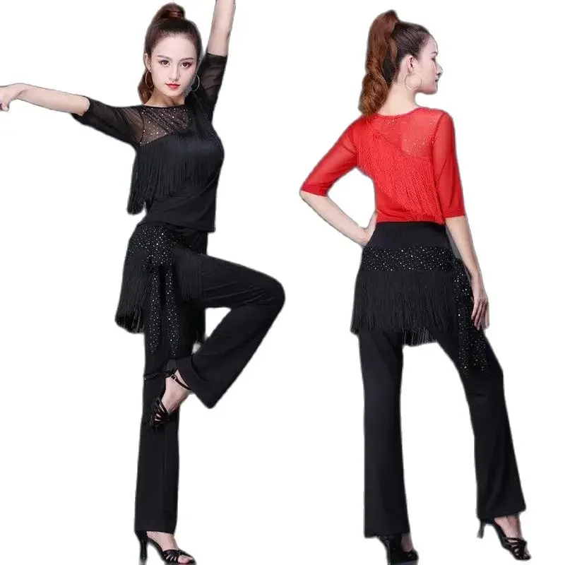 Fashion New Square Dance Sailor Dance Costume Dancing Pants Harem Pants Tassel Black Temperament Ladies Trousers