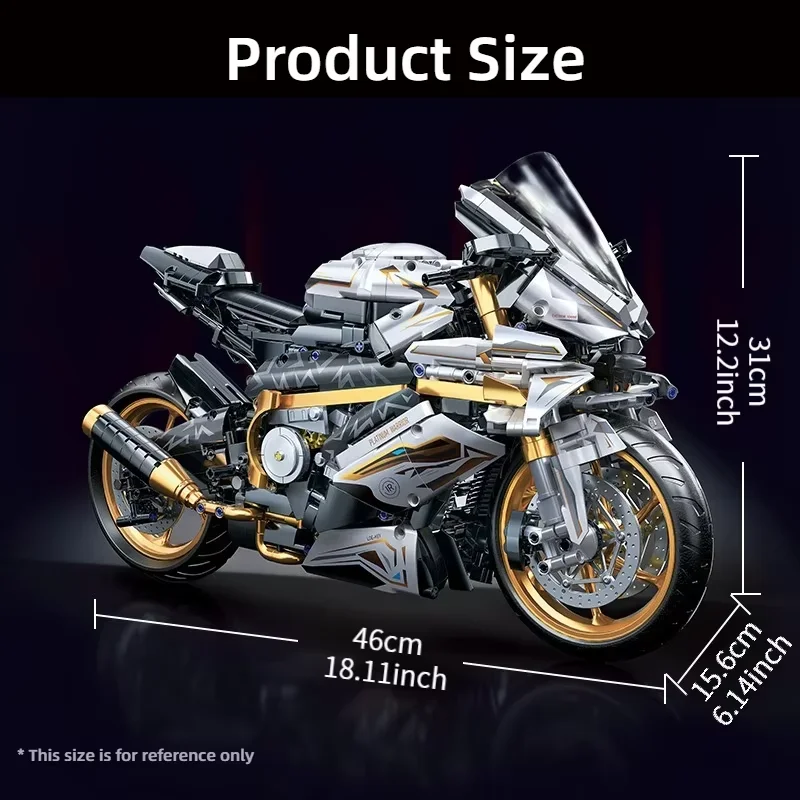 2025 New 1:5 Mechanical Motorcycle Desktop Decorations 2000+PCS Racing Car Building Block Model Kid Toys Christmas Birthday Gift