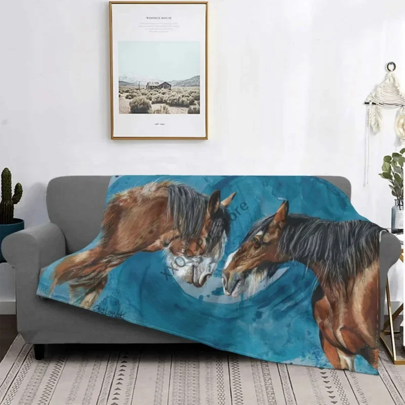 The Conversation Hot Sale Printing High Qiality Flannel Blanket Equine Clydesdale Harness Equestrian Equestrian Art Horse