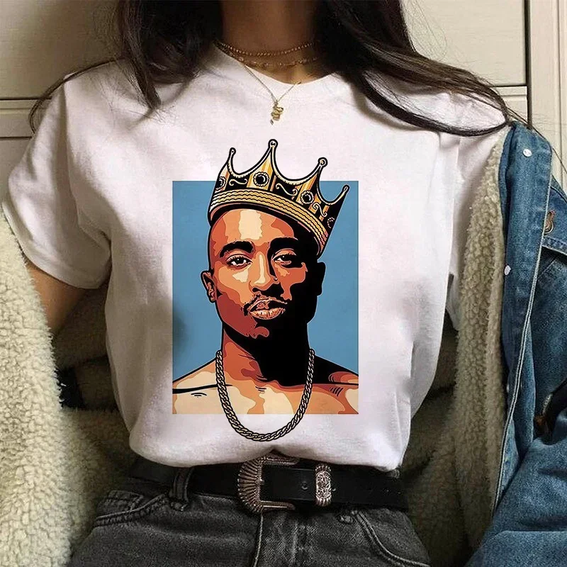 TUPAC Streetwear Harajuku T Shirts Women Harajuku Top Tees Female T-shirt Hip Hop Rapper Graphic Printed Casual Tshirt Clothes