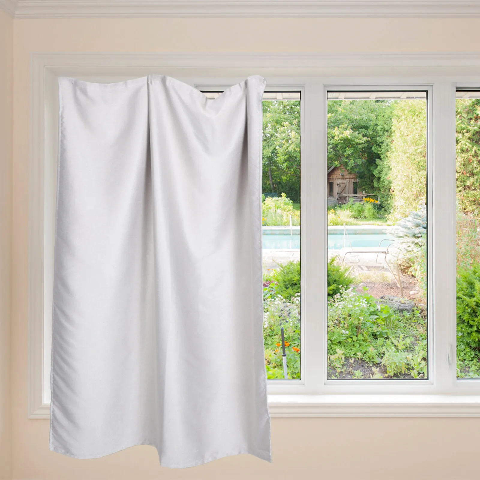 Self Adhesive Blackout Curtain for Bedroom Light Blocking Window Drapes Sun Blocking Room Darkening Nursery Living Room Hotel view 3
