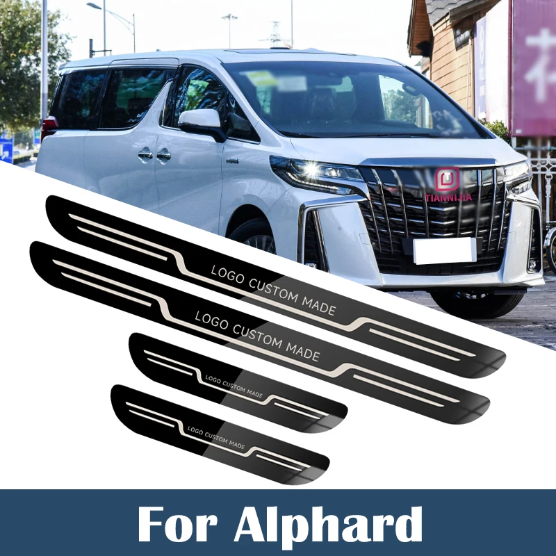 For Toyota Alphard Door Sill Bar 10 20 30 2002-2022 Car Door Sill Plate Customized Logo Welcome Threshold Pedal Accessories