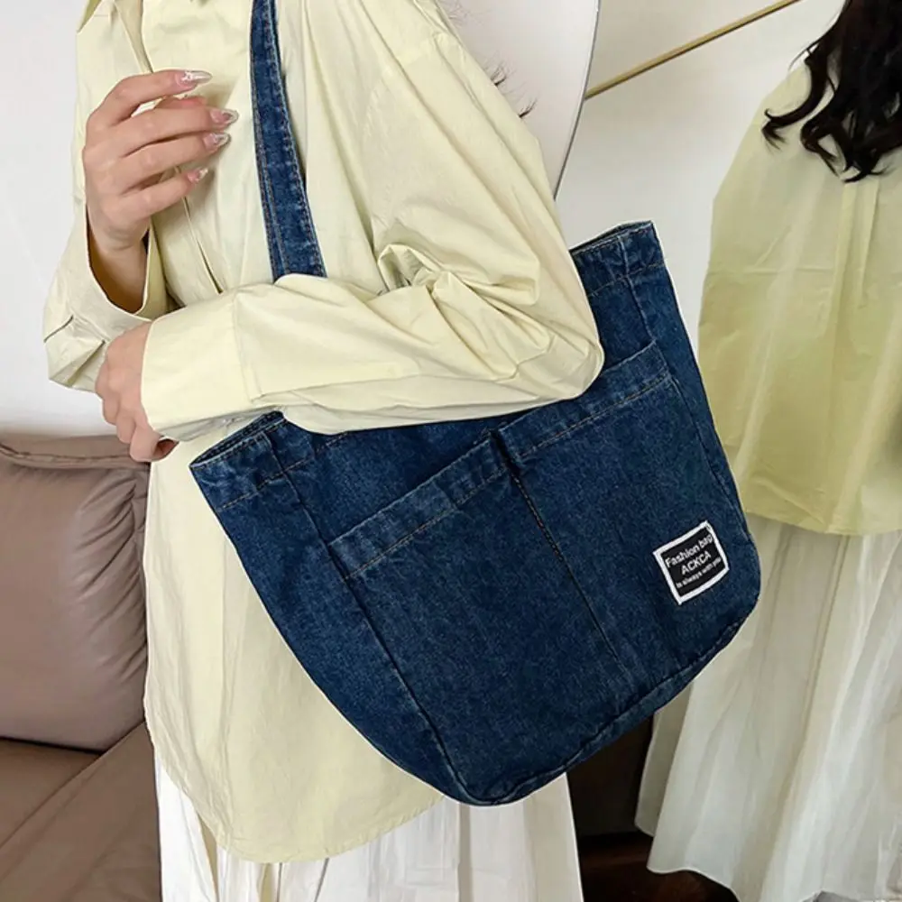 

Fashion Oxford Denim Handbag Blue Storage Bag Large Capacity Tote Bag Korean Style Casual Shoulder Bag Students