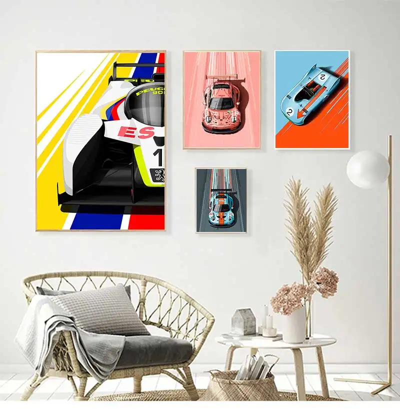 1PC Modern Cartoon Racing Car Poster Canvas Painting Wall Art Racer Posters Aesthetic Motorsport For Living Room Boys Home Decor