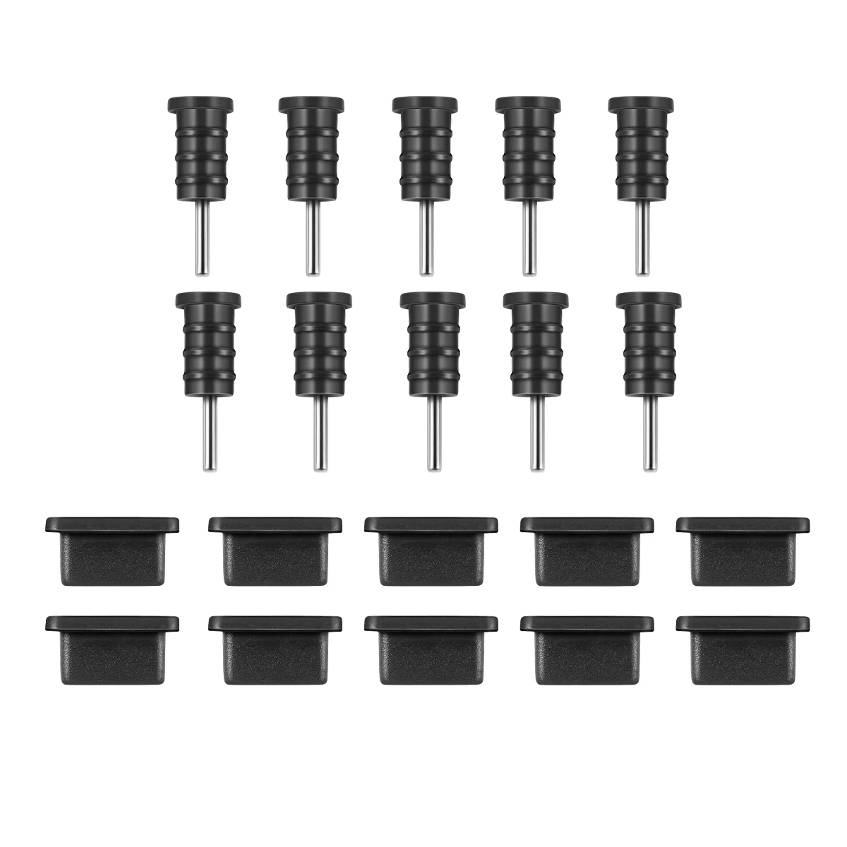 UKCOCO, 10 pares de cubiertas protectoras USB tipo C, cubiertas de enchufe de puerto de silicona (negro), enchufe de silicona para conector de auriculares