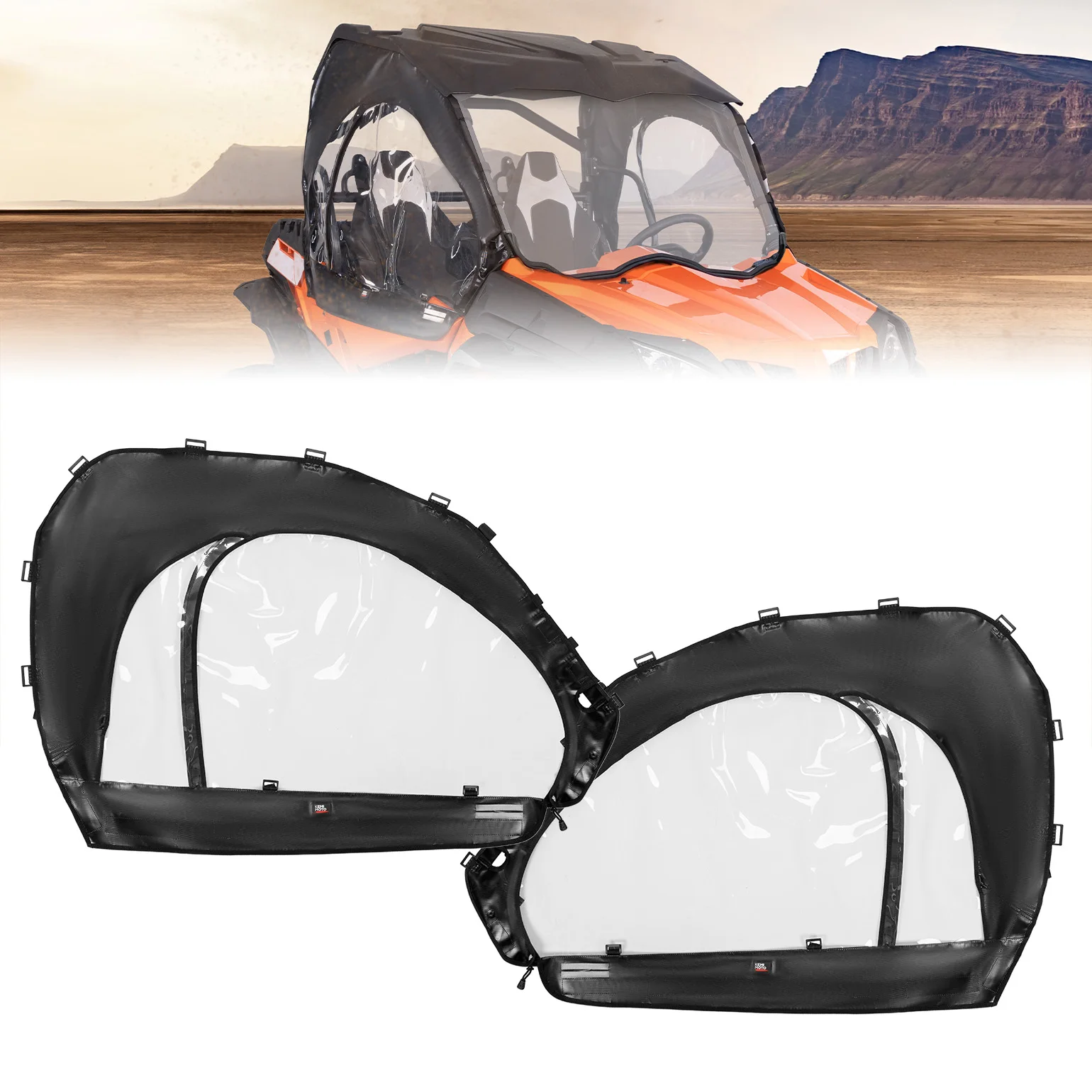 Soft Upper Door Cab Doorstop Enclosure Removable Windows For CFMOTO ZForce 500 16-22, 800 Trail 16-18, 800 EX 14-18, 1000 2017