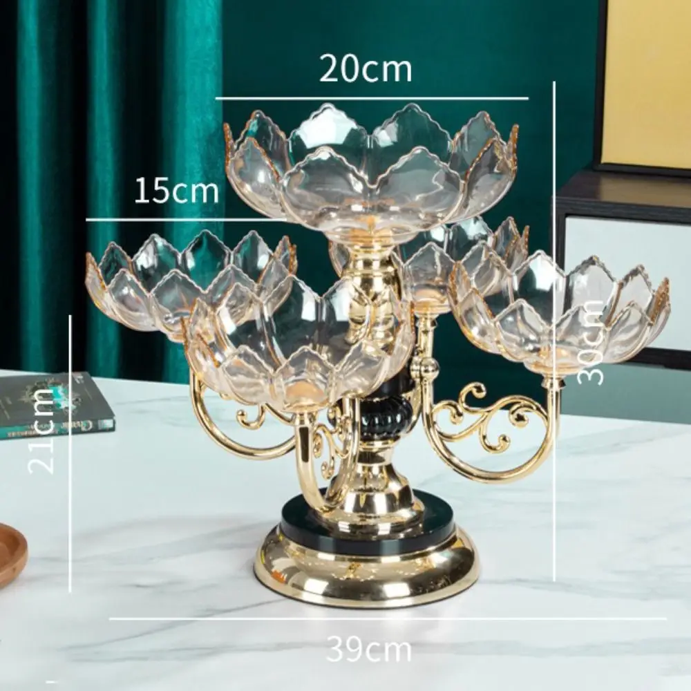 New PET Fruit Bowl Rotating with 5 Bowl Fruit Tray European Style Multi Layered Fruit Plate Stand Household view 5