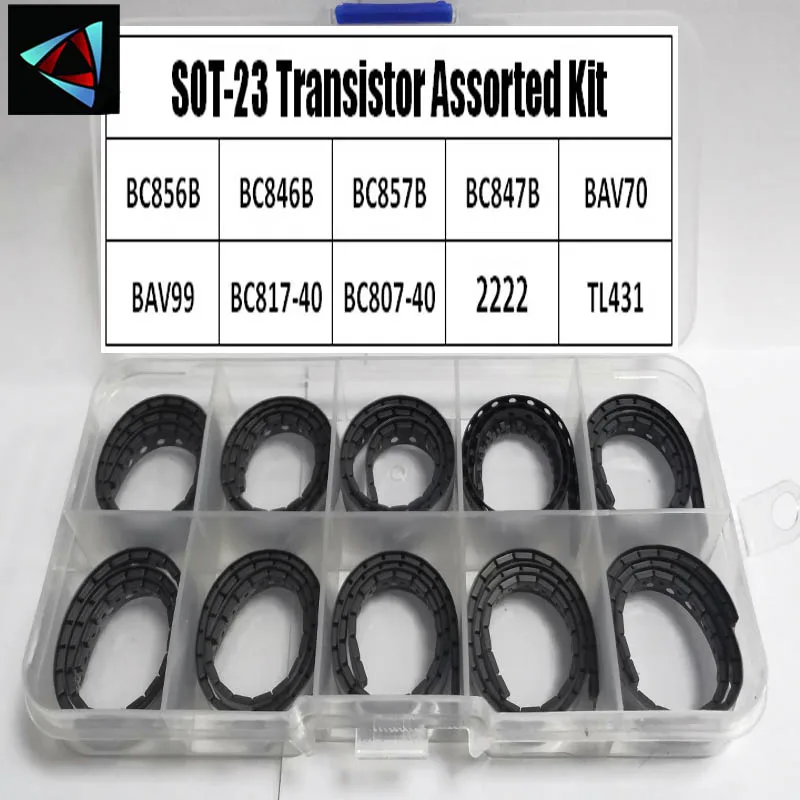 SOT-23 10 values SMD BC856 BC846 BC857 BC847 BAV70 BAV99 BC817 BC807 2222 TL431 Transistor and Diode Assortment Kit Set