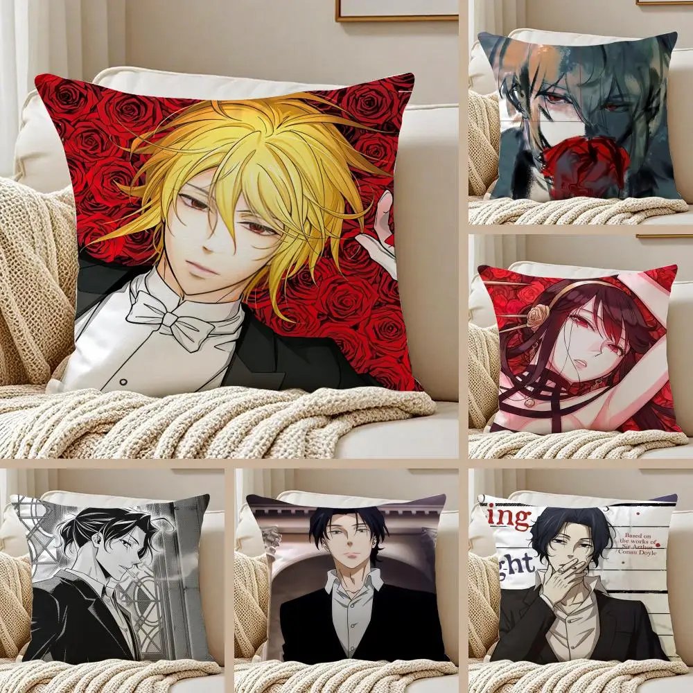 Anime M-Moriarty The Patriot Cushion Cover Silky Short Plush Sofa Pillow Cover Hidden Zipper Soft Dustproof Case for Home Decor