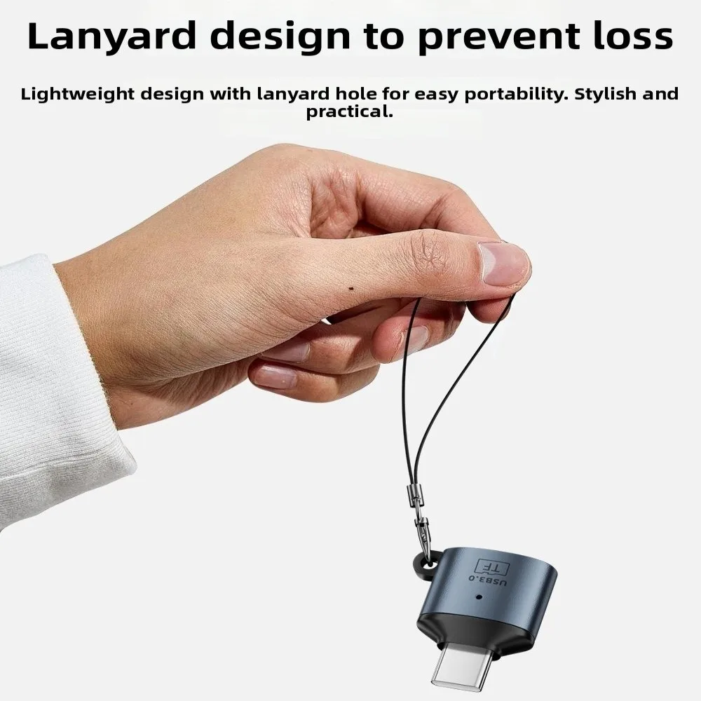 5Gbps USB C Card Reader High Speed Indicator Light USB 3.0 to TF Card Reader Data Transfer Aluminum Alloy