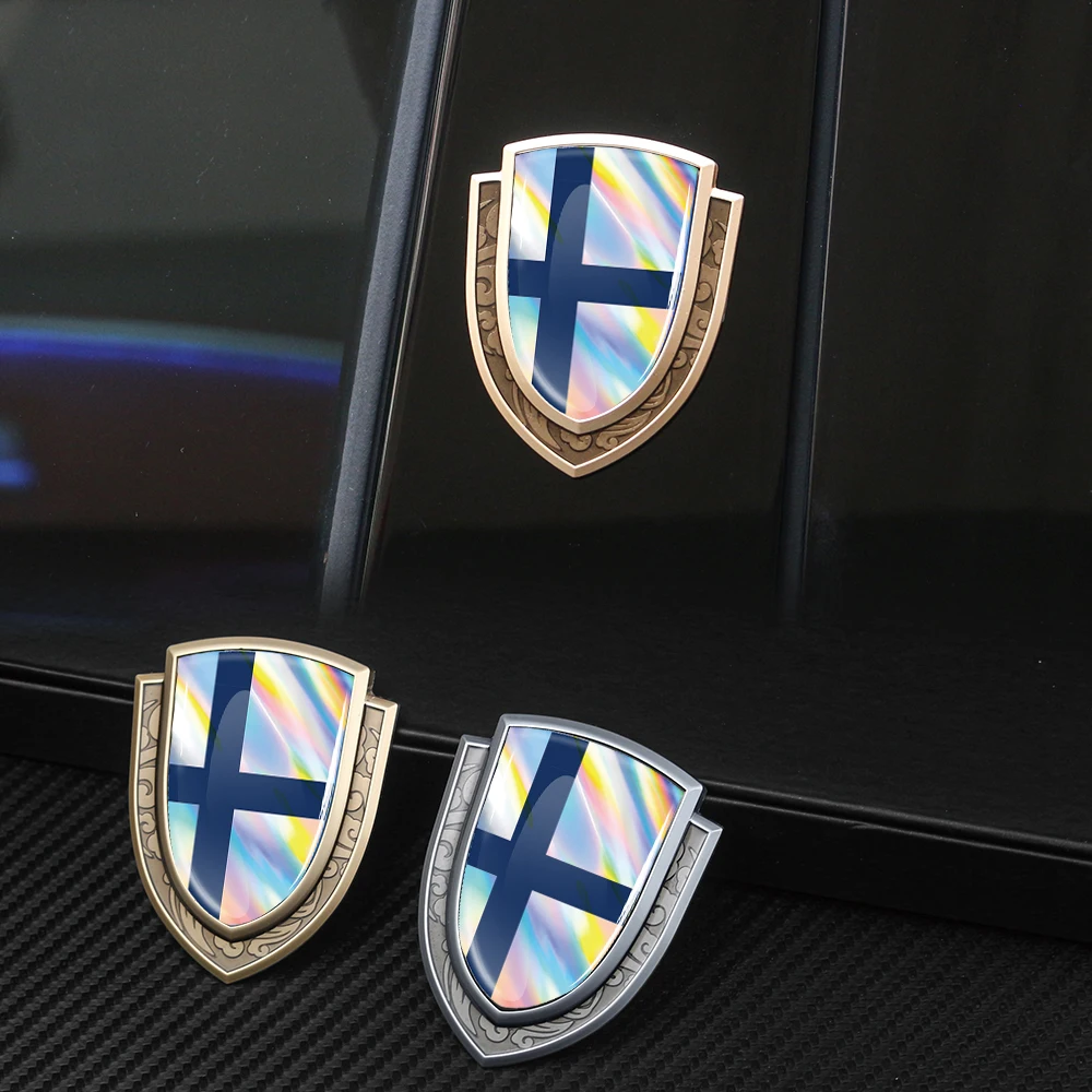 3D Metal Car Oil tank Motorcycle decorative Sticker For Finland, Hungary, Bahrain, Indonesia Flag Emblem Customized LOGO sticker
