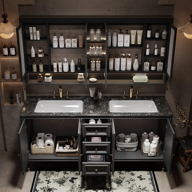 Luxury Modern Bathroom Cabinet Organizer Storage Vanity Dressers Makeup Cupboard Drawers Skincare Archivadores Trendy Furniture