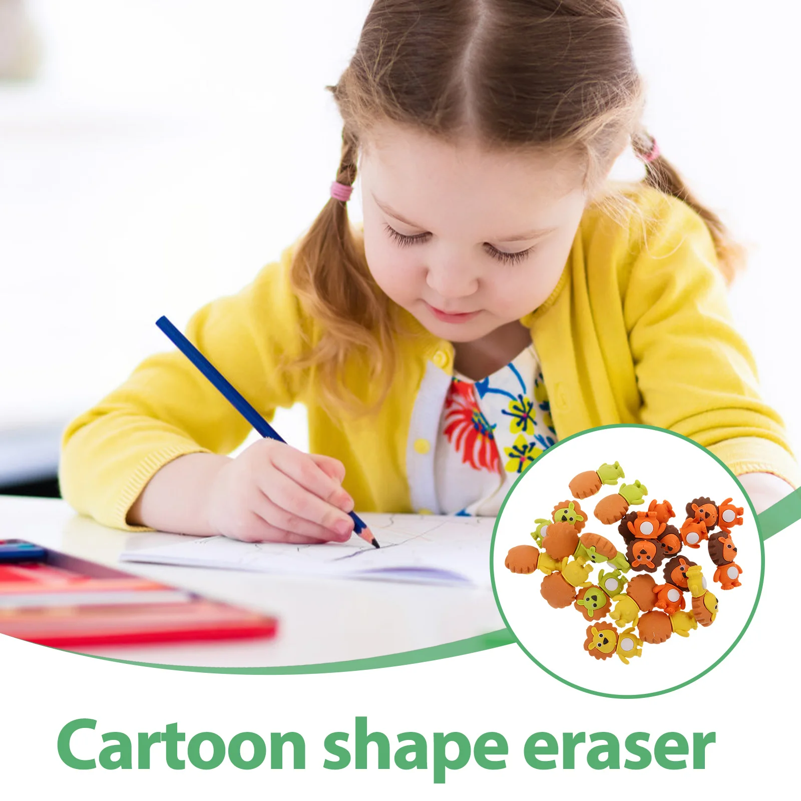 18Pcs Lion Erasers Kawaii Cartoon 3D Animals Erasers Classroom Supplies Adorable Gifts School Kids Stationery