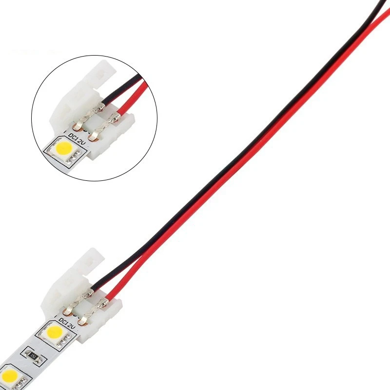 3528 ライトストリップ 5050 モノクロシングルヘッド LED 高速端子 10 ミリメートルライトバーケーブル 8 ミリメートルはんだフリーコネクタ