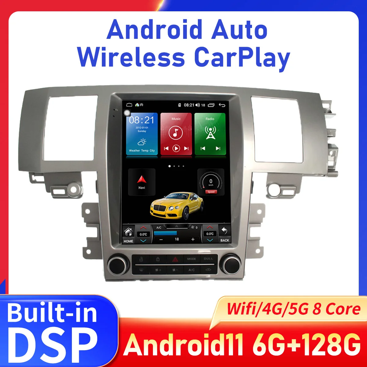 Tesla Carplay Radio Receiver For Jaguar XF 2004-2015 Video 1 Din Android Multimedia Player Auto Touch Screen Stereo Head Unit