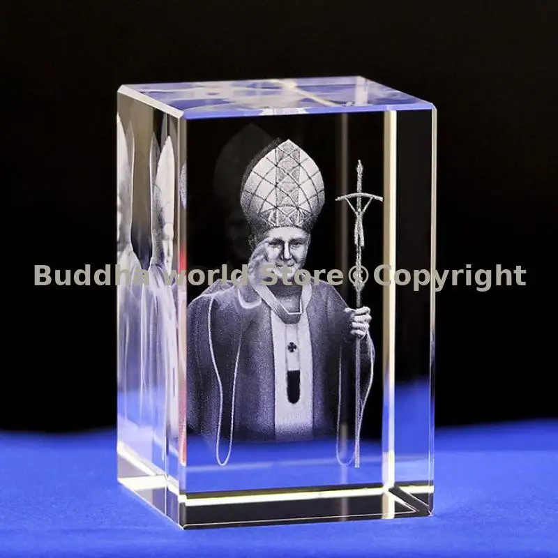 2026 good gift Roman Catholicism German Pope papal Benedict XVI portrait Crystal Carving TOP craft ornament crystal ornament