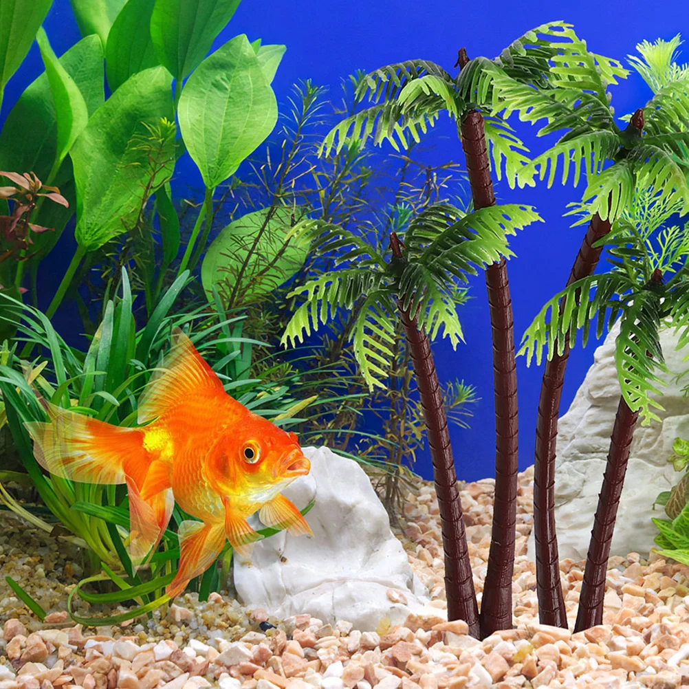 20pcs Simulation Decor Mini Plastic Palm Tree For Aquarium Fish Tank Mini Simulation Plant Trees Plants Diy Garden Trees