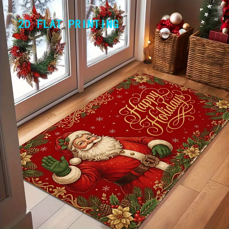 Sugar Skull Doormat 2D Flat Printed Day of The Dead Floral Floor Rug Non Real Embroidery for Halloween Entryway Home Decor