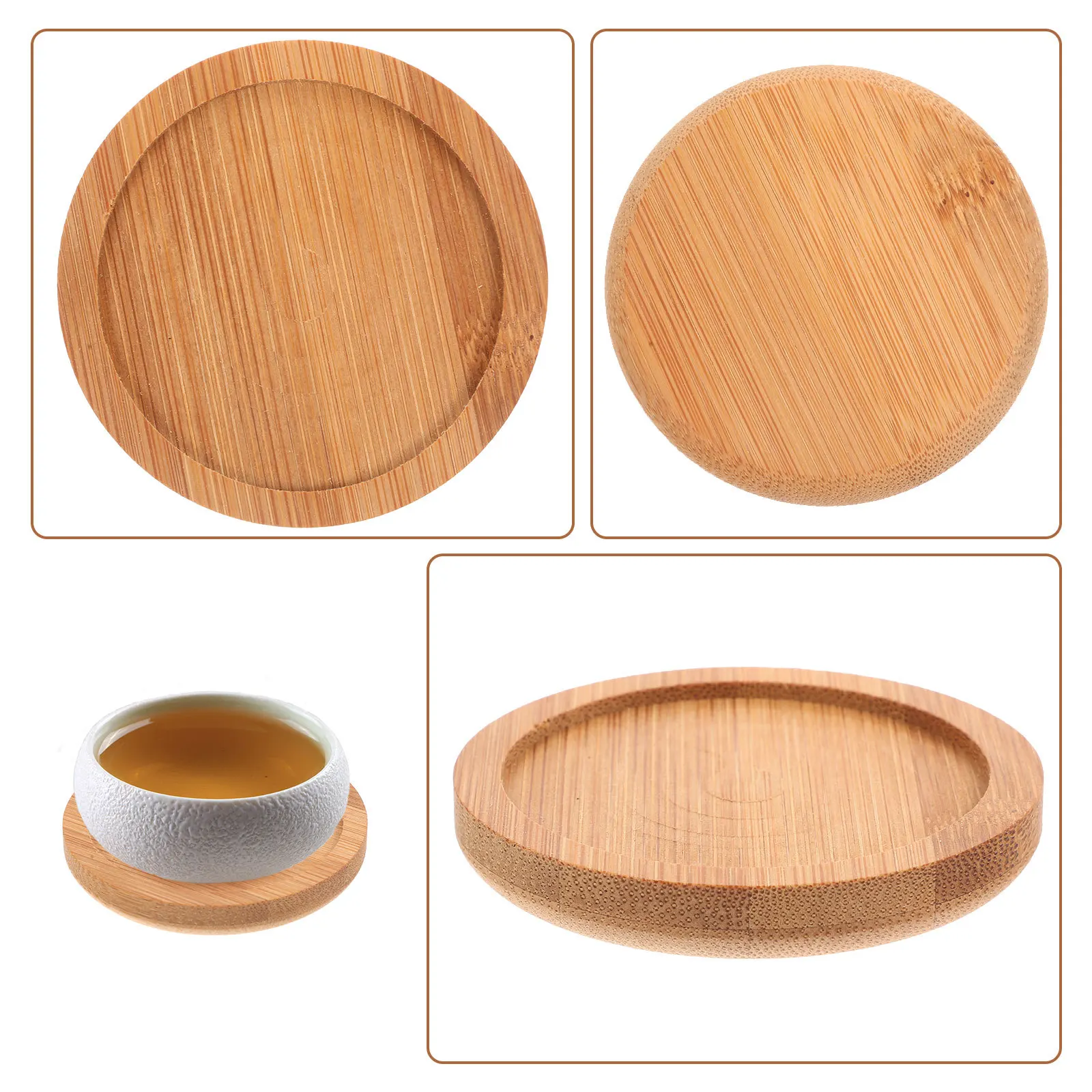 6 قطعة الوقايات الخيزران منصات كأس الشراب المستديرة العزل الحراري سطح المكتب حامي عدم الانزلاق القدح حصيرة للمنزل الجدول فنجان الشاي الصحن المياه #4