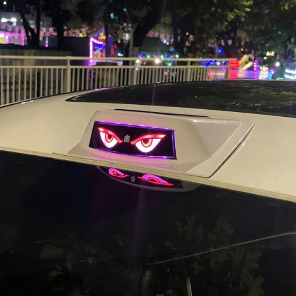 NEW Multicolor Remote Controlled Solar Devil Eye Car Warning Light Auto Rear Window Flashing LED Eye Shape Decor Accessory